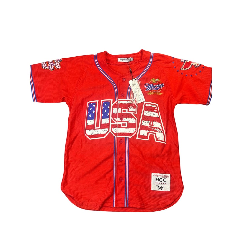 Headgear Classics Trump 45 USA Baseball Jersey Red Mesh XS New